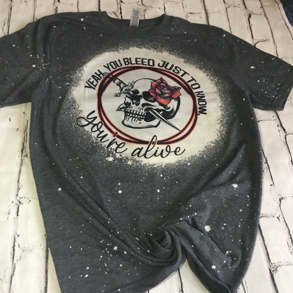 Hand Bleached Skull Goo Goo Dolls Music Shirt- Iris - Picture 3 of 5